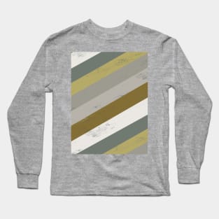 Green and Grey, Diagonal Painted Style Stripes Long Sleeve T-Shirt